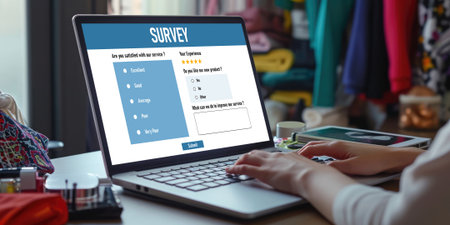 Online survey form for brisk digital information collection on the internet networkの素材