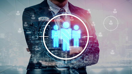 Target audience analysis, customer segmentation, personalized marketing, audience targeting strategies, and marketing efficiency improvement through smart customer profiling.の写真素材