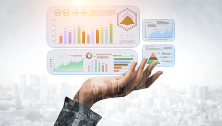 A business intelligence dashboard for data analysis and performance reporting. A concept of data...