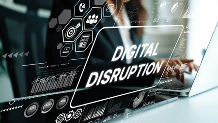 Digital Disruption Concept with Modern Technology and Business Insights for Innovative Growth and Transformation. Asymptotic smart data analytic.の写真素材