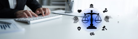 AI is transforming society, raising important ethics questions. Ethics in AI design ensures fairness. AI ethics promote responsible decision. Balancing AI power with strong ethics is essential.の写真素材