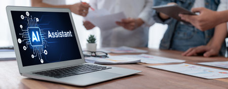 Generative AI virtual assistant tools for prompt engineer and user for ease of engage artificial intelligence AI technology help people to work with generative AI functions by prompting the AI briskの写真素材