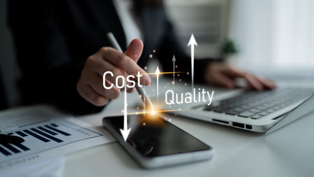 Increase quality and reduce cost represent quality, cost, and performance optimization for business strategy and resource efficiencyの写真素材