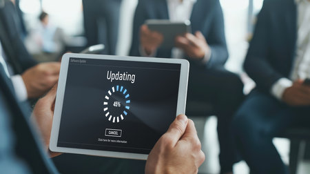 Software update on computer for brisk version of device software upgradeの素材