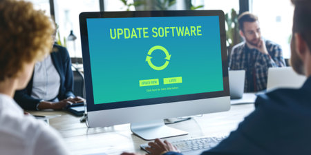Software update on computer for brisk version of device software upgradeの素材