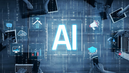 AI integration is transforming digital ecosystem. AI integration enhances smart systems, AI integration drives data, AI integration improves connectivity, and boosts performance.の写真素材