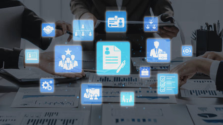 Digital recruitment and online hiring, virtual headhunting, smart recruitment platforms, talent acquisition solutions, and digital HR tools for modern workforce management. Funnelの写真素材