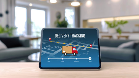 Delivery tracking system for e-commerce and brisk online business to timely goods transportation and deliveryの素材