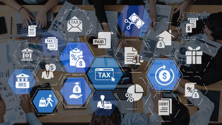 Concept of tax and financial management ensures compliance. This system streamlines tax processes, enhancing financial management for individuals and businesses alike. Funnelの写真素材