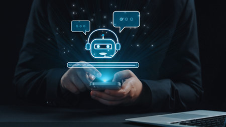 AI Virtual Assistant Artificial Intelligence Chatbot Controlled by Prompt Engineering for Explainable Generative AI information and LLM Deep Learning Technology for Smart Business Work Support. Elideの写真素材