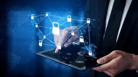 Cyber security protection and cyber security strategies against cyber threats, system hacks, digital...