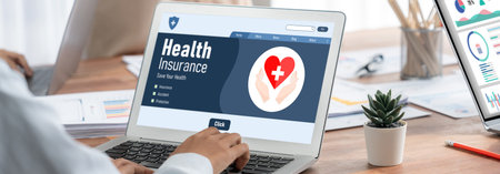 Health insurance web site brisk registration system for easy form fillingの写真素材