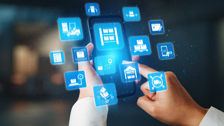 Concept of smart shelves revolutionizes logistics management. This system ensures efficient...