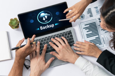 Backup Storage Data Internet Technology Business concept. Database storage cloud technology file...