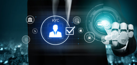 AI system matches biometric and personal data to automate KYC processes for financial institutions Vouchの写真素材