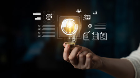 Concept of time management and productivity. Using tools like calendars and checklists to schedule tasks, set goals, and meet project deadlines for business efficiency.の写真素材