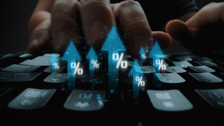 Rising interest rate reflects economic growth. Interest rate increase signals financial changes, interest rate trend drives investment, and interest rate shift affects planning.の写真素材