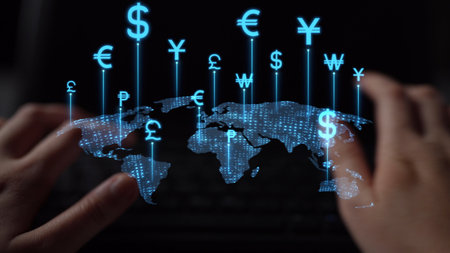 Currency exchange and fintech innovation in global money transfer, digital currency conversion, secure currency exchange platforms, and next-generation money exchange technologies.の写真素材