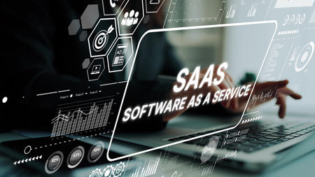 Modern Concept of Software as a Service with Digital Interface and Data Analysis Elements in Office Environment. Asymptotic smart data analytic.の写真素材