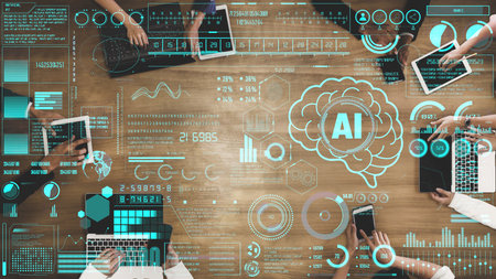 AI Assistant Brain Processor with LLM Technology, Big Data, Machine Learning, Generative AI for Business Support, Future Agentic AI Technology and Artificial Intelligence Prompt Engineering. Thunkの写真素材