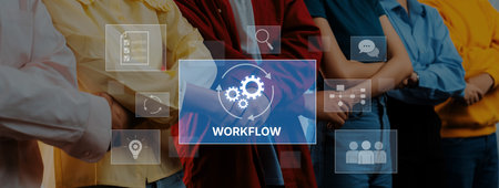 Diverse professionals stand together in an office, embodying teamwork and collaboration. Digital...