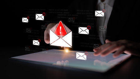 A cybersecurity alert indicating a phishing scam or malware threat. This dangerous email requires...