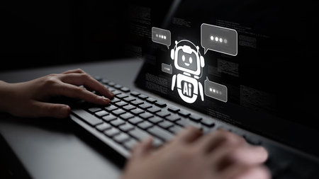 AI chatbot using prompt engineering and LLM deep learning delivers explainable generative AI for smarter, more efficient business support.の写真素材