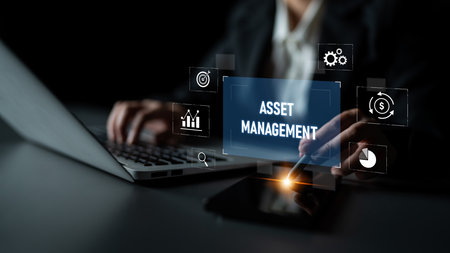 Asset management system showing investment planning, financial goal tracking, ROI analysis, and performance monitoring for efficient resource utilizationの写真素材