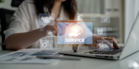 Customer service and support workflow with cooperation, communication, maintenance, and checklist...