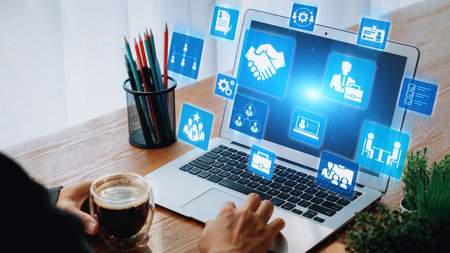 Digital recruitment and online hiring, virtual headhunting, smart recruitment platforms, talent...