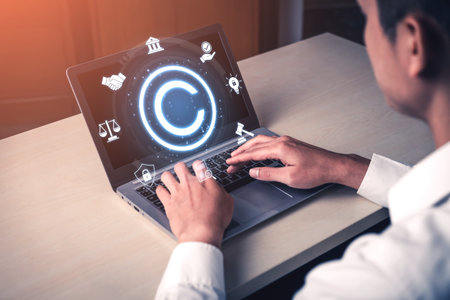 Copyright protection highlights copyright, intellectual property, and legal ownership through law, verification, and secure digital rights Vouchの写真素材