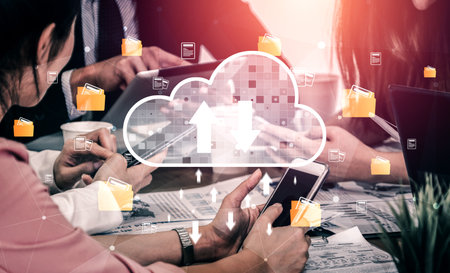 Cloud computing enables digital growth with secure data storage, scalable infrastructure, and strategic cloud-based business solutions. Vouchの写真素材
