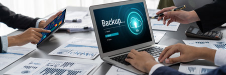 Backup Storage Data Internet Technology Business concept. Database storage cloud technology file...