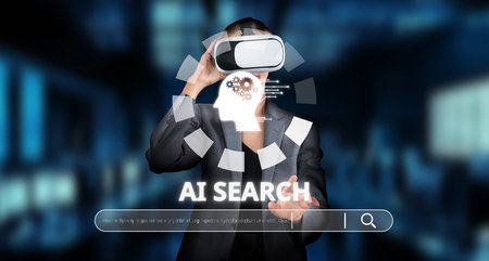 Discover the revolutionary intersection of AI and VR as technology enhances search capabilities and user experiences, showcasing advancements in artificial intelligence and data processing.の写真素材