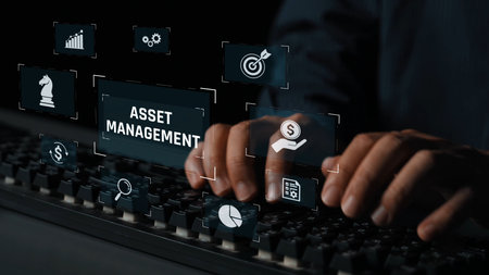 Asset management system showing investment planning, financial goal tracking, ROI analysis, and performance monitoring for efficient resource utilizationの写真素材