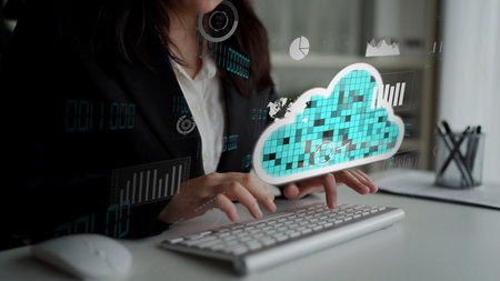 Cloud computing, cloud strategy, and cloud technology transforming digital infrastructure with...