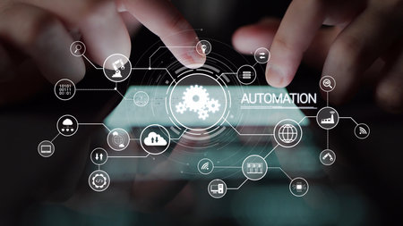 Modern automation drives workflow efficiency by connecting systems, people, and data. With intelligent automation, businesses unlock potential through seamless integration and automation tools.の写真素材