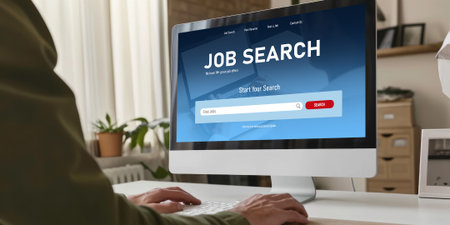 Online job search on brisk website for worker to search for job opportunities on the recruitment internet networkの素材