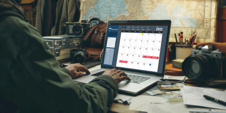 Calendar on computer software application for brisk schedule planning for personal organizer and online businessの素材