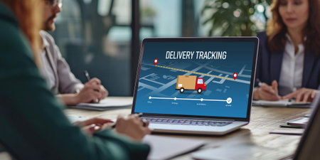 Delivery tracking system for e-commerce and brisk online business to timely goods transportation and deliveryの素材