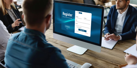 Online registration form for brisk form filling on the internet websiteの素材