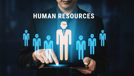 Human Resources (HR) management and corporate leadership. A concept of team building, recruitment, and employee management for company success. Motifの写真素材