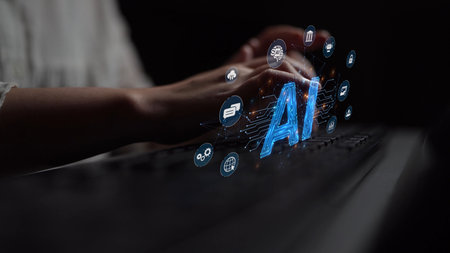 AI Assistant Brain Processor with LLM Technology, Big Data, Machine Learning, Generative AI for Business Support, Future Agentic AI Technology and Artificial Intelligence Prompt Engineering.の写真素材