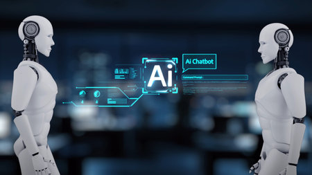 AI Virtual Assistant Artificial Intelligence Chatbot Controlled by Prompt Engineering for Explainable Generative AI information and LLM Deep Learning Technology for Smart Business Work Support.の写真素材