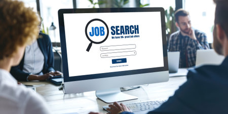 Online job search on brisk website for worker to search for job opportunities on the recruitment internet networkの素材