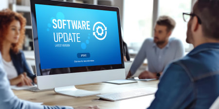 Software update on computer for brisk version of device software upgradeの素材