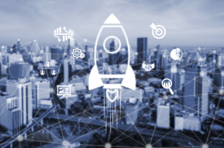 Startup growth begins with innovation, rocket-inspired momentum, and early-stage strategies that power business development and entrepreneurial success.の写真素材