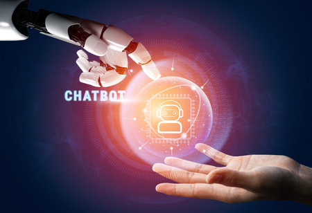 Advanced AI chatbot technology for automated customer service communication. This AI virtual assistant provides 24 7 support and enhances user engagement. Motifの写真素材
