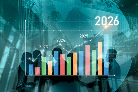 Business growth forecast highlights increasing trends new year 2026. Growth forecast data, growth...