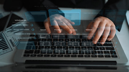 Task management workflow dashboard visualizing to-do lists, ongoing tasks, review status, and completed items to support productivity and project trackingの写真素材